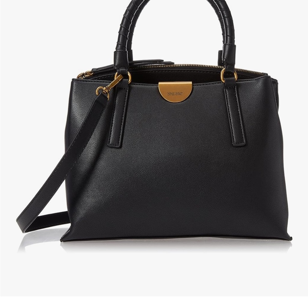Nine West Darcie Satchel Black with Gold Hardware
